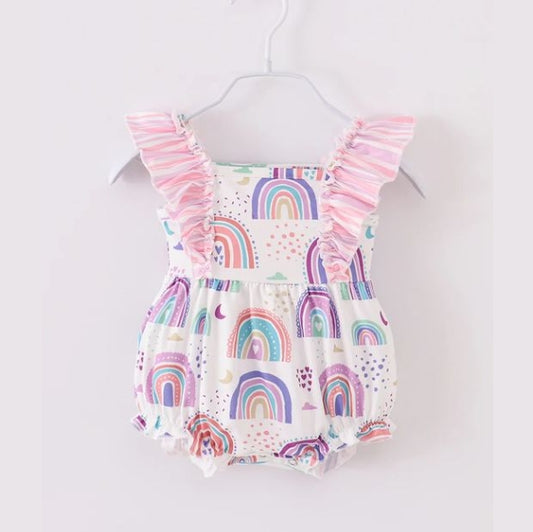 toddle girls rainbow print romper
