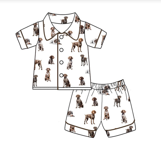 baby boy short sleeve dog print pajama set