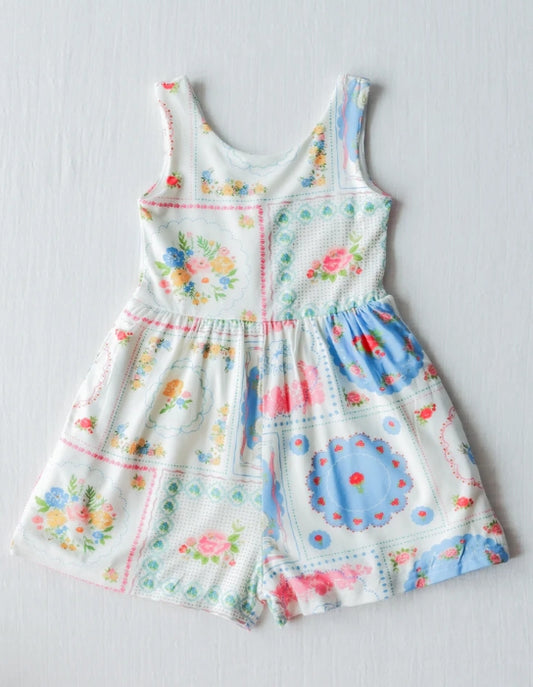 infant baby girls blue floral jumpsuit