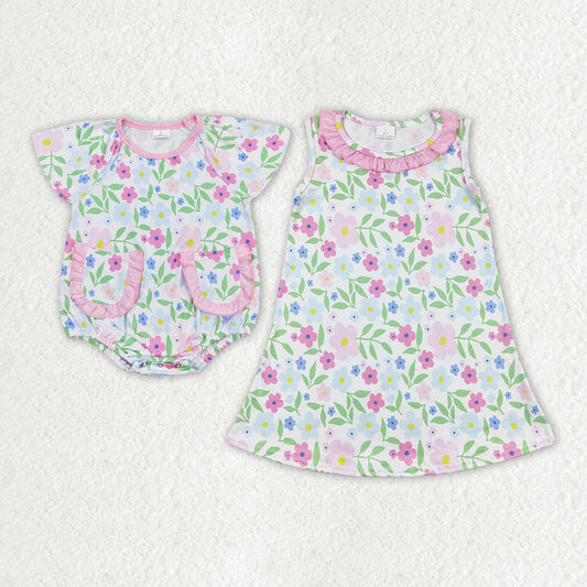 best sister pink floral clothing set floral romper matching outfit