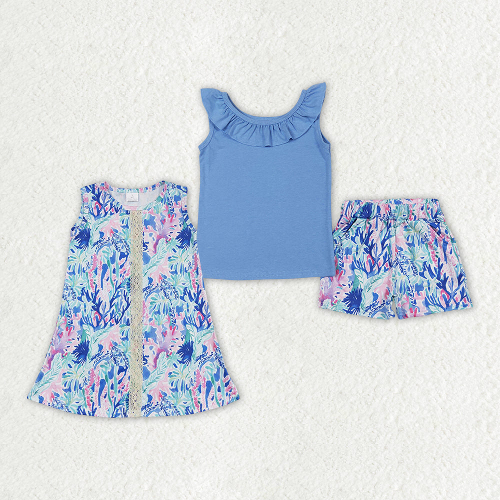 best sister blue floral boutique clothing set