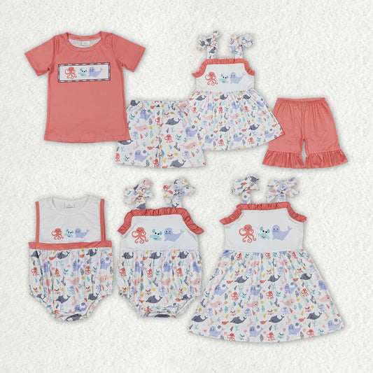 baby girls crab octopus sea animal sister brother matching outfit