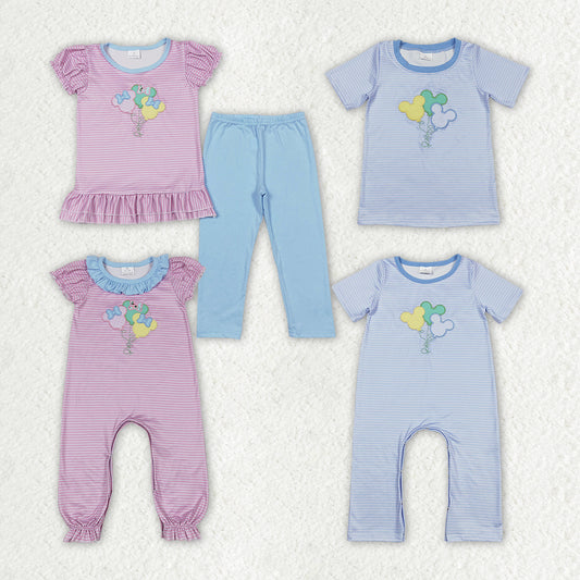 embrodiery cartoon design sister brother matching sibling set