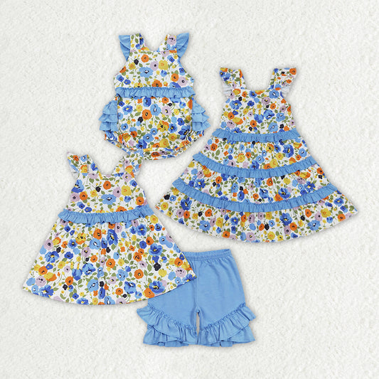 best sister blue floral sibling set kids matching outfit