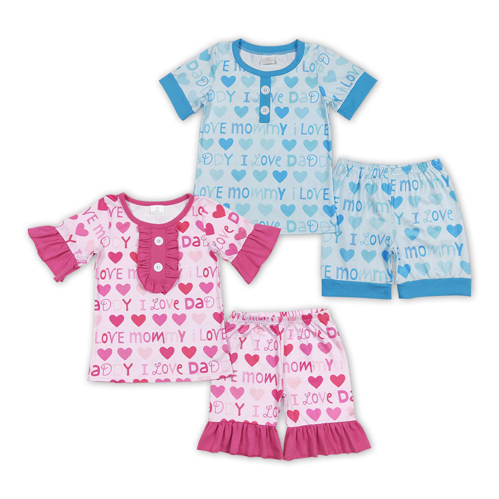 fathers day mothers day I love mommy love daddy sister brother matching outfit