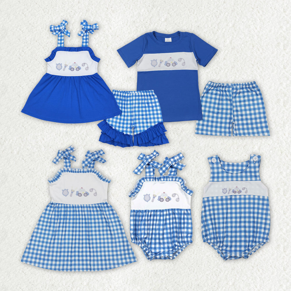 sister brother police design matching clothing set wholesale sibling set