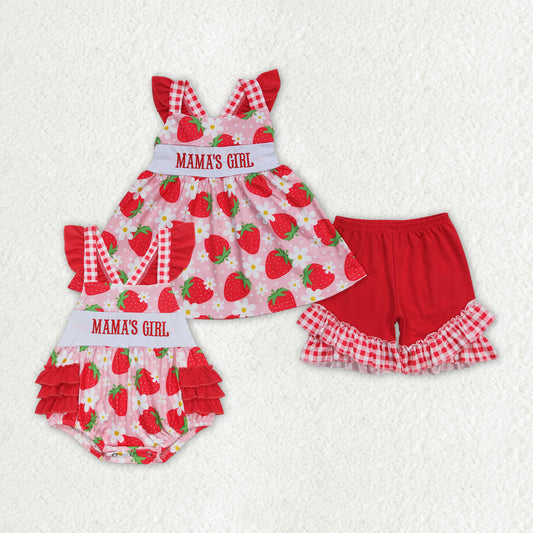 best sister embroidery mamas girl strawberry matching outfit sibling set