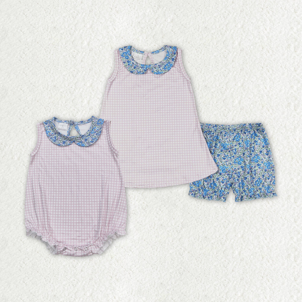 best sister pink gingham floral matching clothing set sibling set