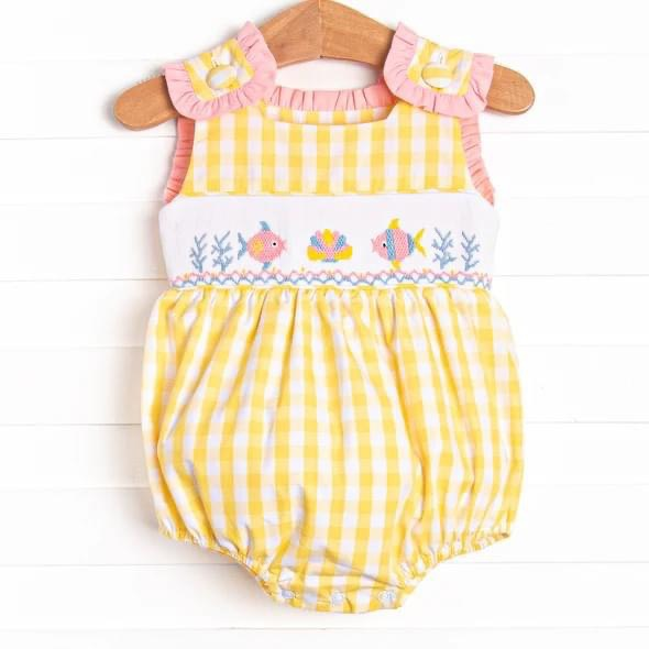 infant toddle baby girls sea fish romper
