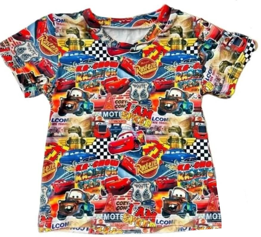 Baby Boyshort sleeve cartoon cart shirt