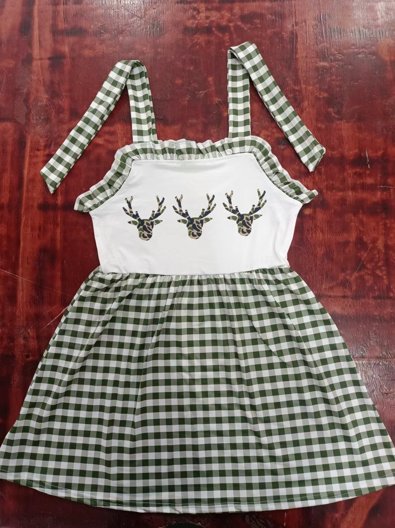 Baby girl wholesale camo reindeer dress