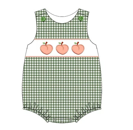 infant baby boy summer peach romper