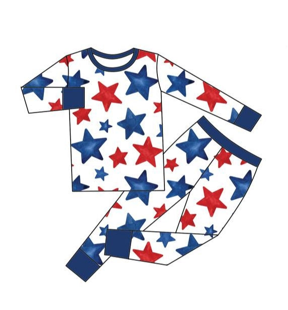 red blue star july 4th long sleeve clothes