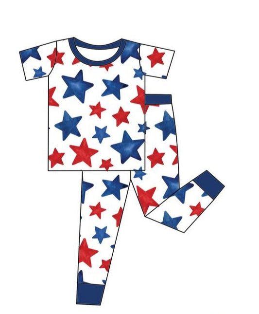 red blue star july 4th short sleeve clothes