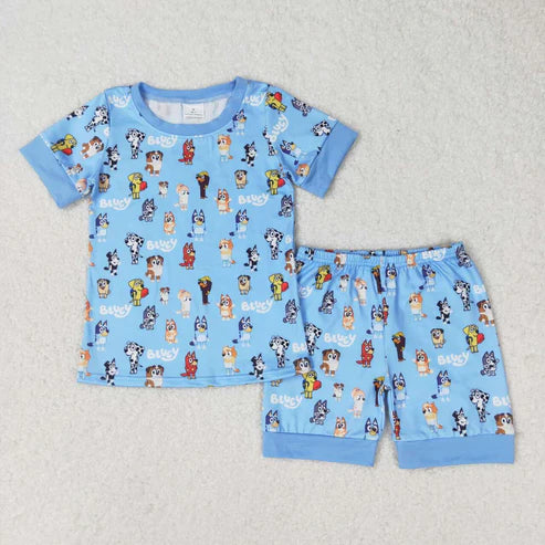 sister brother blue cartoon dog baby boy matching clothes