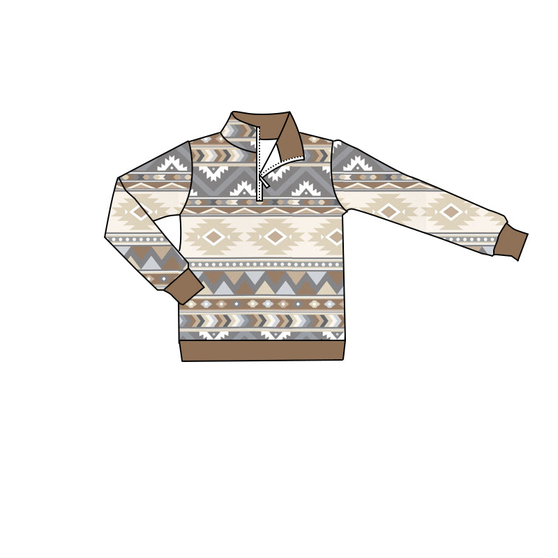 western aztec long sleeve pullover