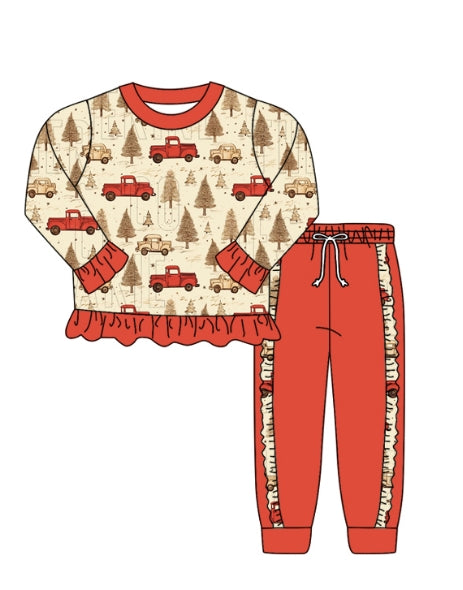 infant baby girl christmas tree truck holiday fall winter clothes