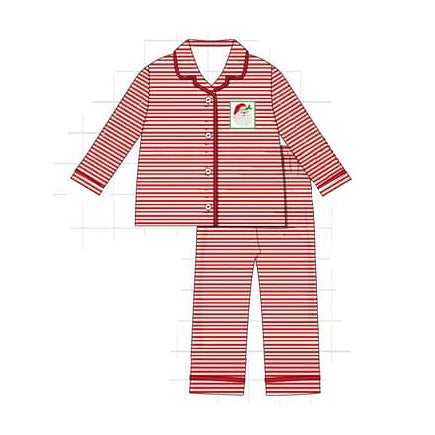baby boy christmas santa claus red stripes pajama set