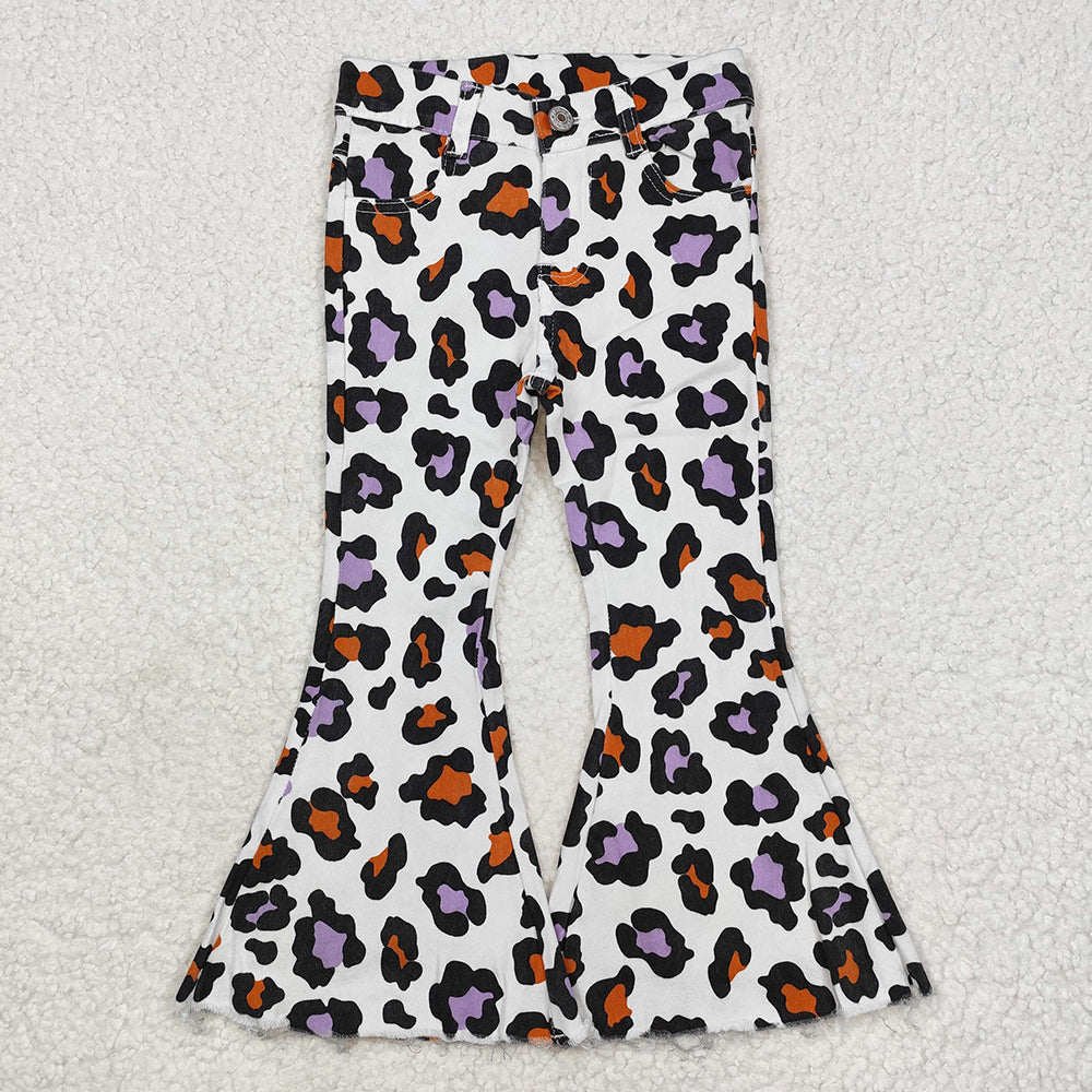 purple orange cheetah animal jeans bell bottoms