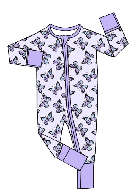 toddle girls butterfly long sleeve zip romper