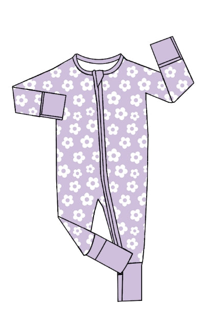 wholesale girls kids flower long sleeve zip romper