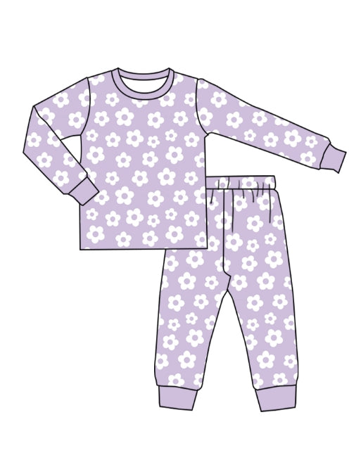 flower print wholesale baby girls pajama set