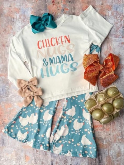 chicken nugs mama hugs girl outfit