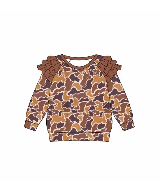 baby girl long sleeve brown camo top