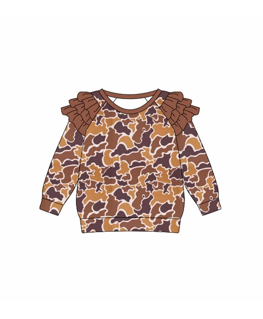 baby girl long sleeve brown camo top