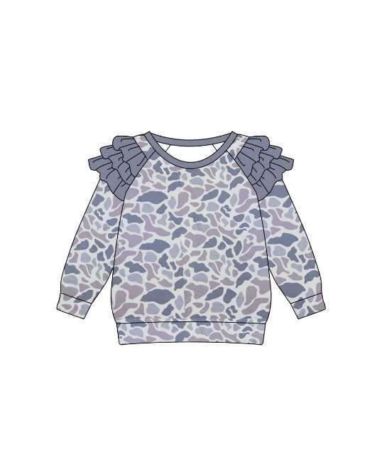 baby girl long sleeve grey camo top