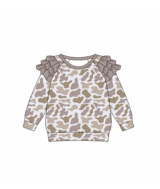 baby girl long sleeve light grey camo top