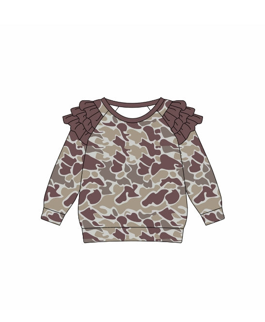 baby girl long sleeve dark grey camo top