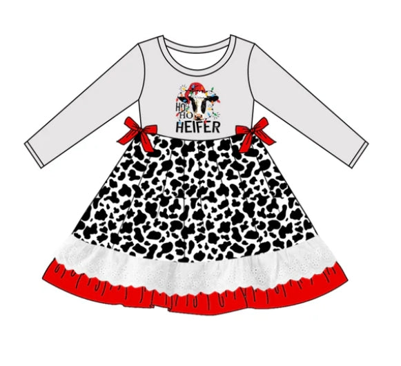 baby girl Christmas heifer long sleeve dress