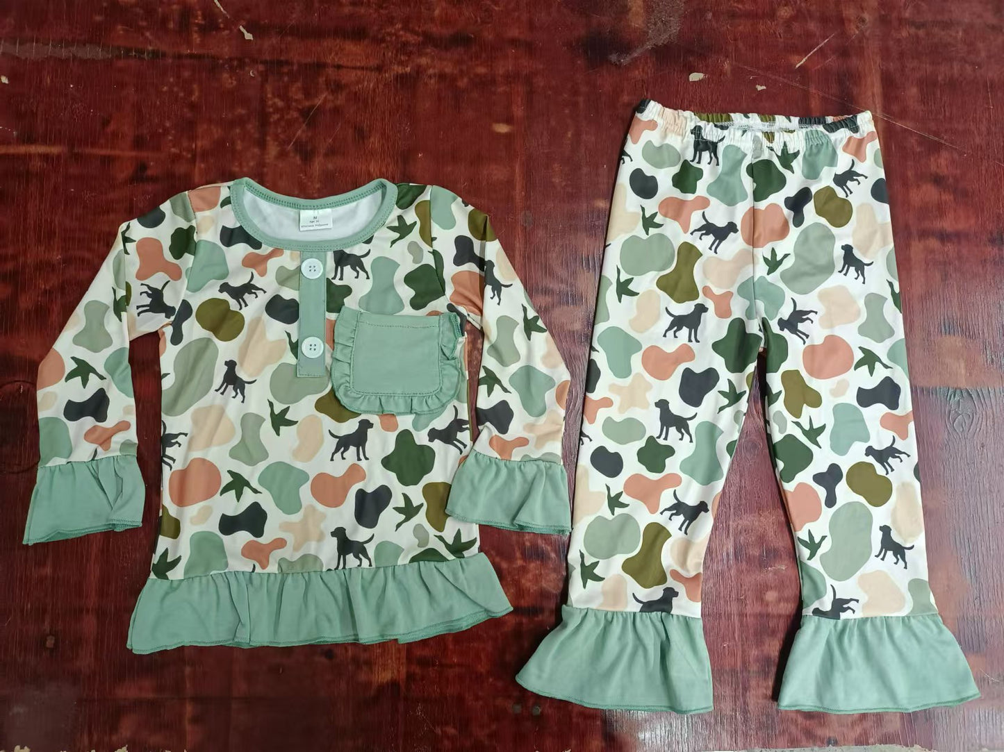 Gone hunting duck dog camo baby girl clothes