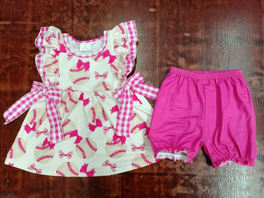 Baby girl baseball top matching shorts summer clothes