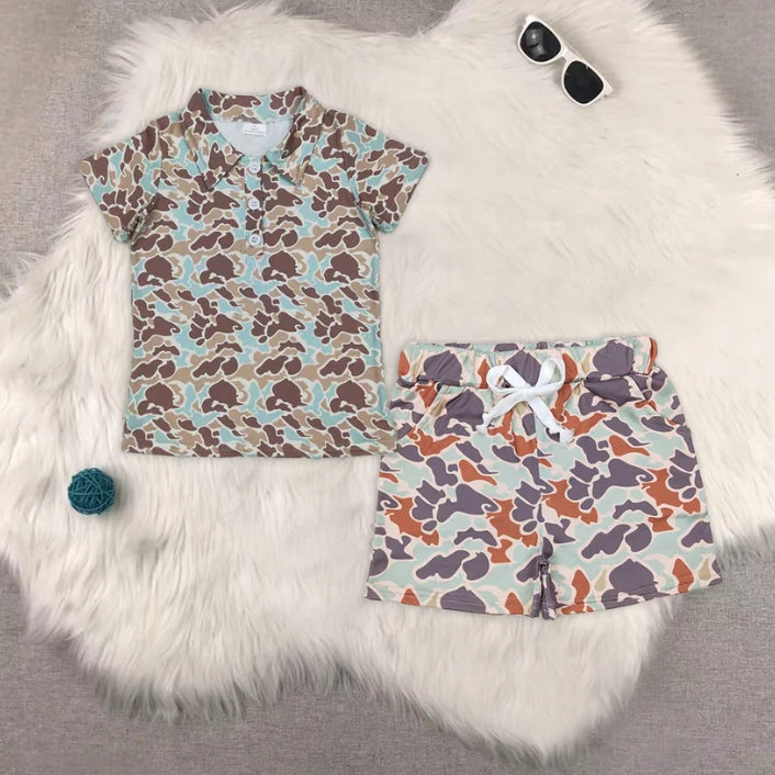 BT1212+SS0138 camouflage short-sleeved top pocket shorts