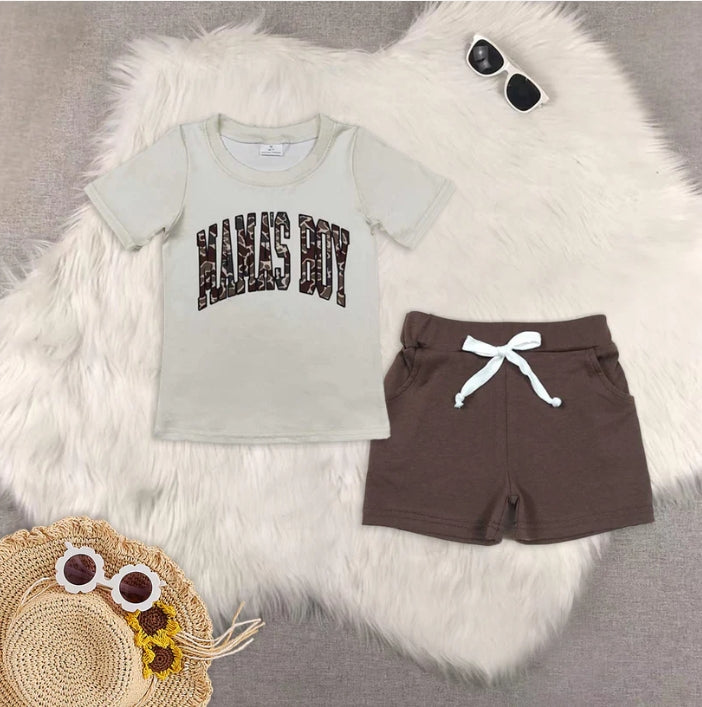 BT0792+SS0134 MAMAS BOY camouflage short-sleeved top pocket shorts