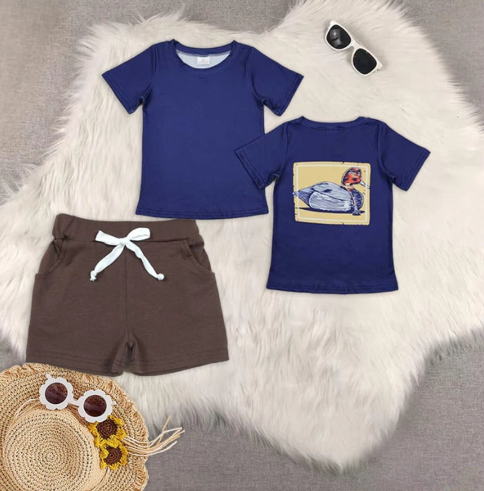 BT1083+SS0134 baby boy clothes short-sleeved top pocket shorts sets