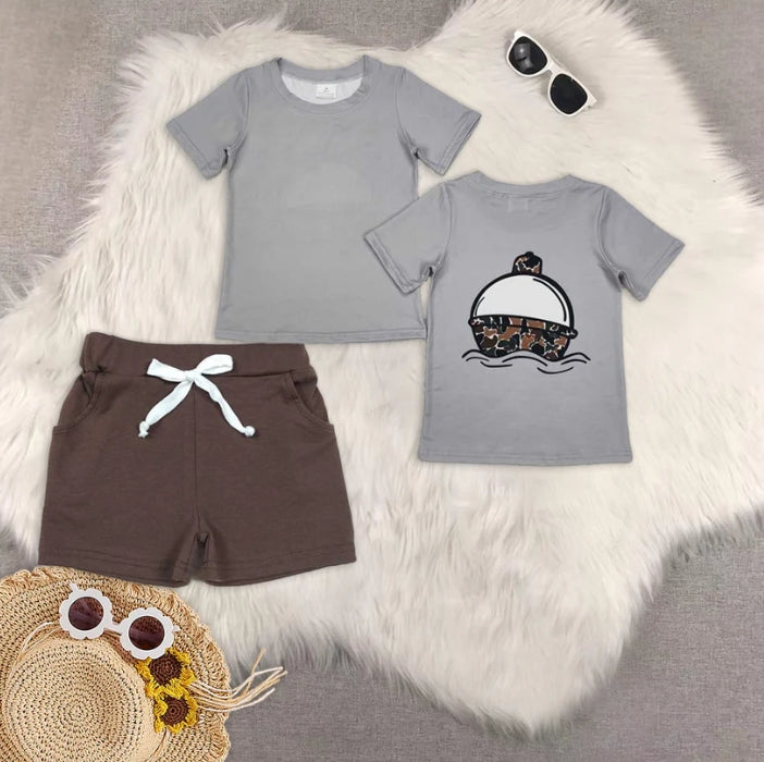 BT0961+SS0134 baby boy clothes short-sleeved top pocket shorts sets