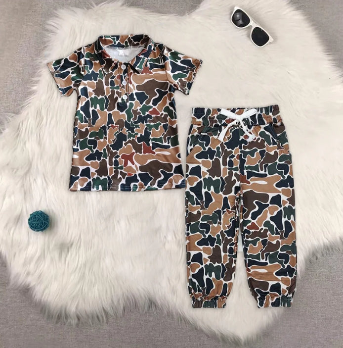 BT1213+P0650 camo shirt matching leggings baby boy clothes
