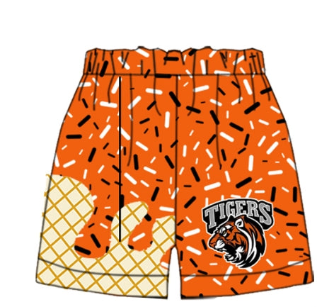 Adult kids family design custom orange team shorts