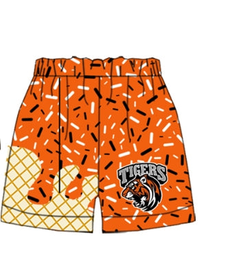 Adult kids family design custom orange team shorts
