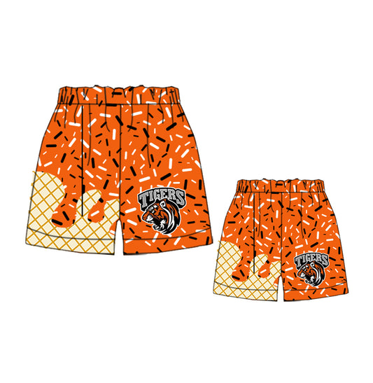 Adult kids family design custom orange team shorts