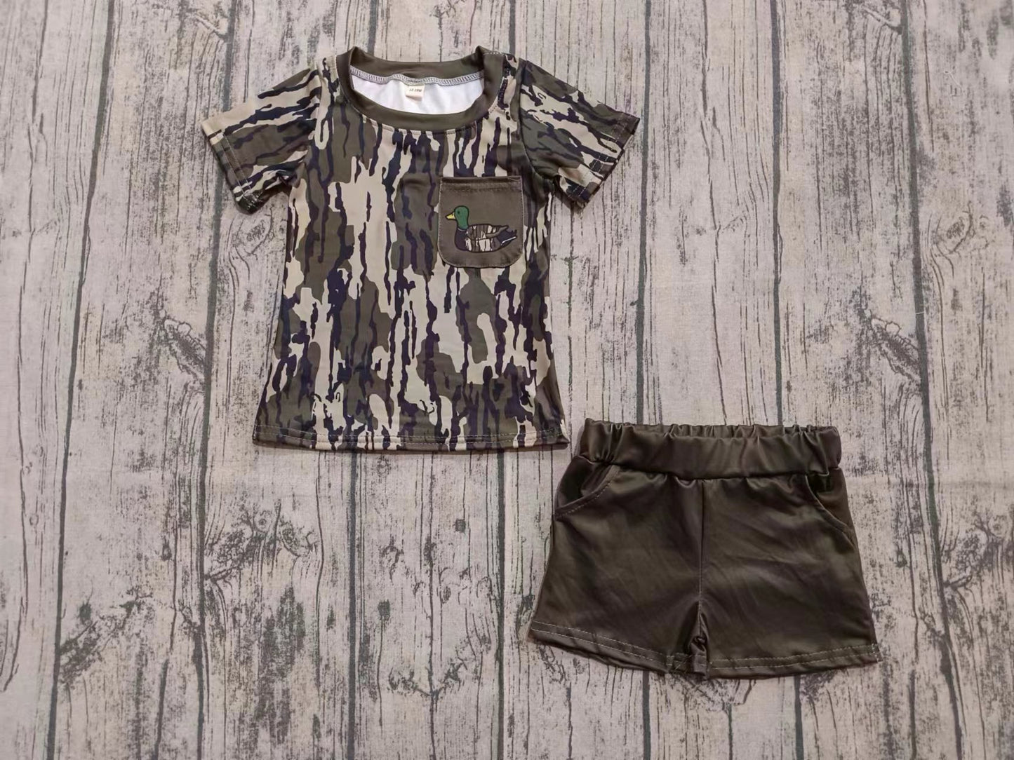 Toddle baby wholesale duck camo design summer short set