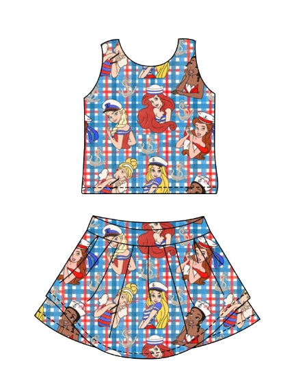 Toddle baby girls princess cartoon design swim fabrics skirt outfit