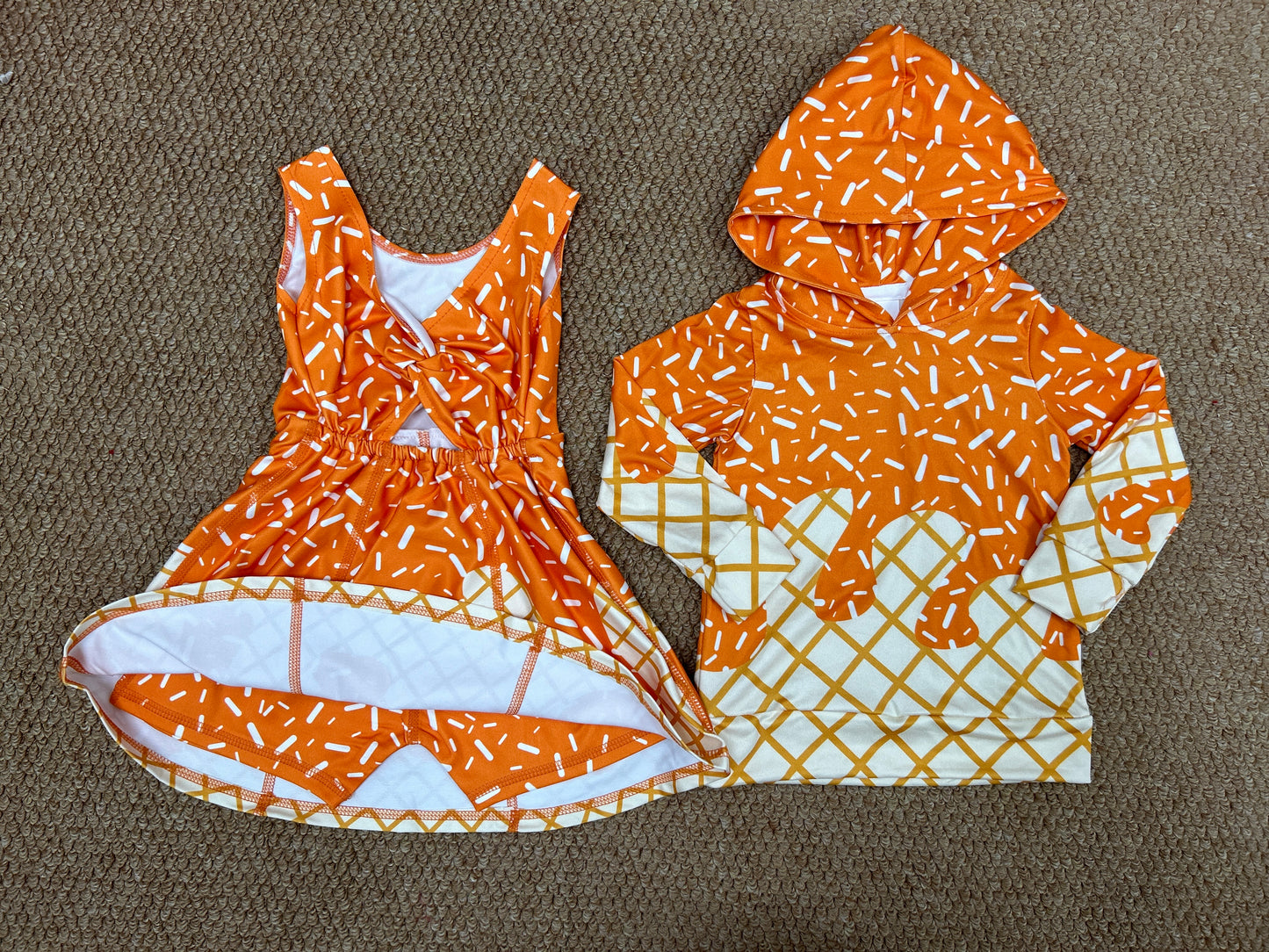 Baby girls orange active wear athletic summer yoga matching clothes