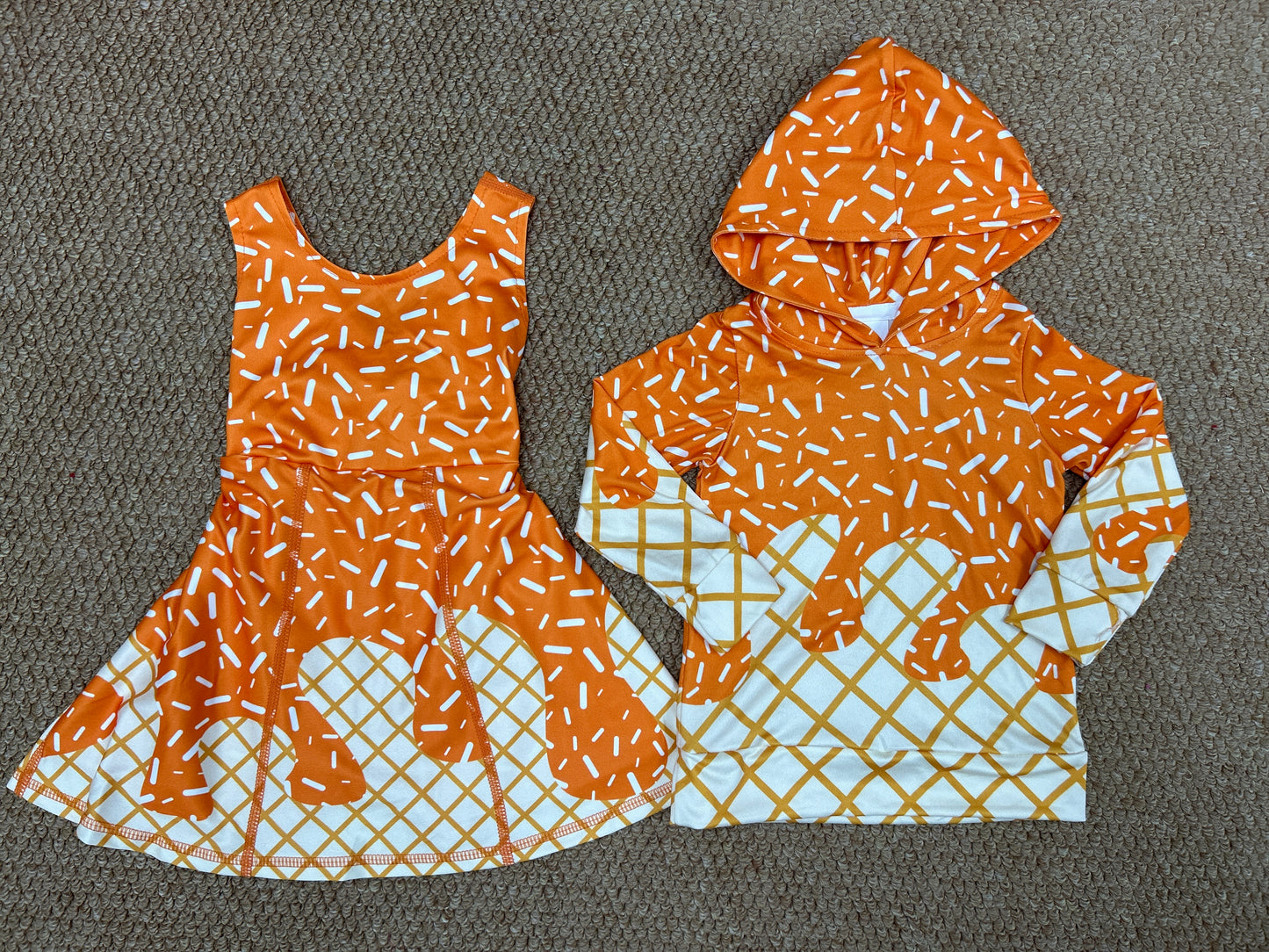 Baby girls orange active wear athletic summer yoga matching clothes