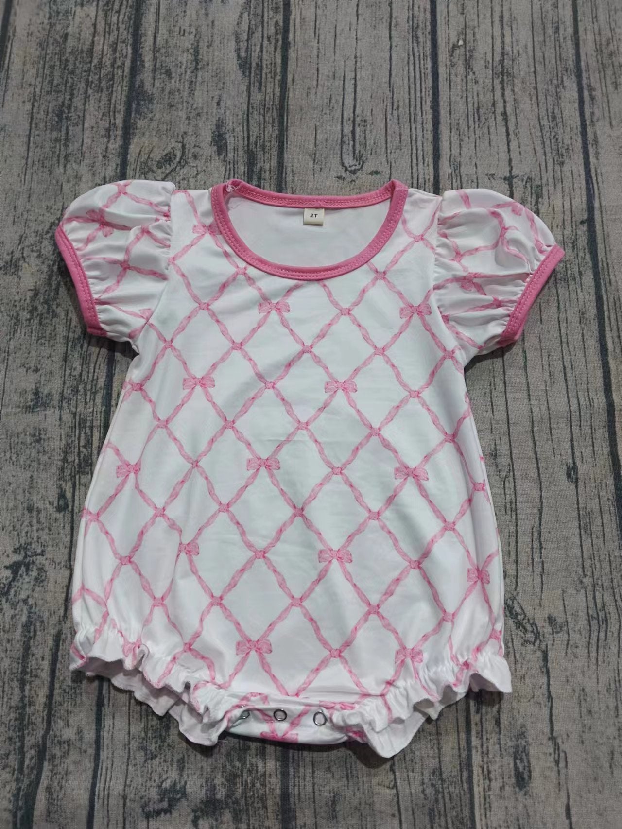 Toddle kids pink bow short sleeve romper