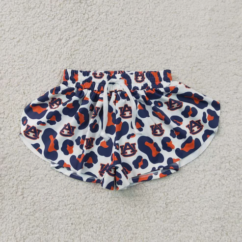 Mommy and me auburn team style leopard print summer yoga shorts