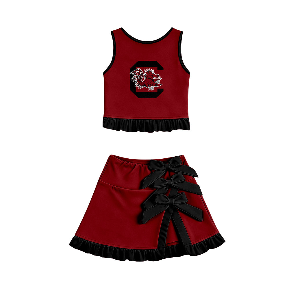 wholesale kids clothes custom team active wear design skirt matching outfit